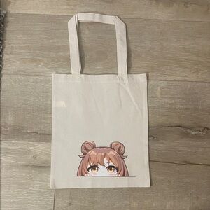 New Anime Character Canvas Tote Bag - Cream